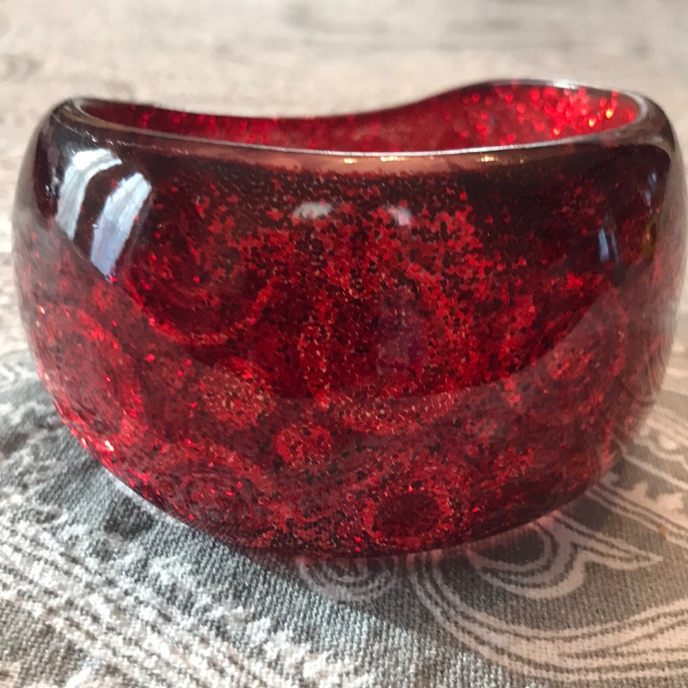 Ruby red sparkle vintage bangle